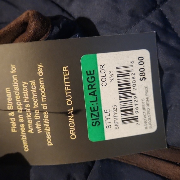 Field & Stream Men's Quilted Navy Vest - Picture 3 of 5